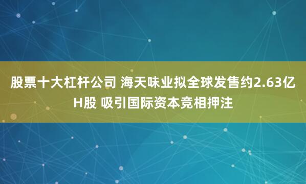 股票十大杠杆公司 海天味业拟全球发售约2.63亿H股 吸引国际资本竞相押注
