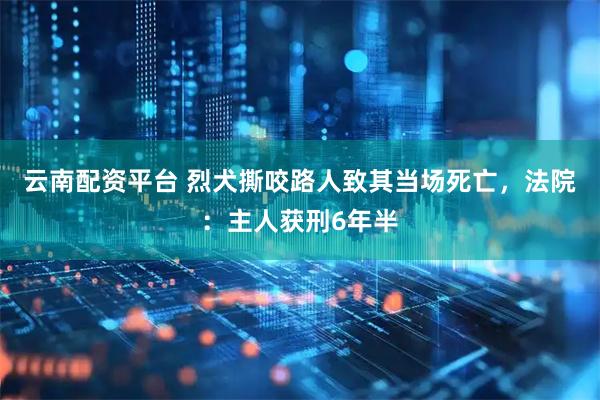 云南配资平台 烈犬撕咬路人致其当场死亡，法院：主人获刑6年半